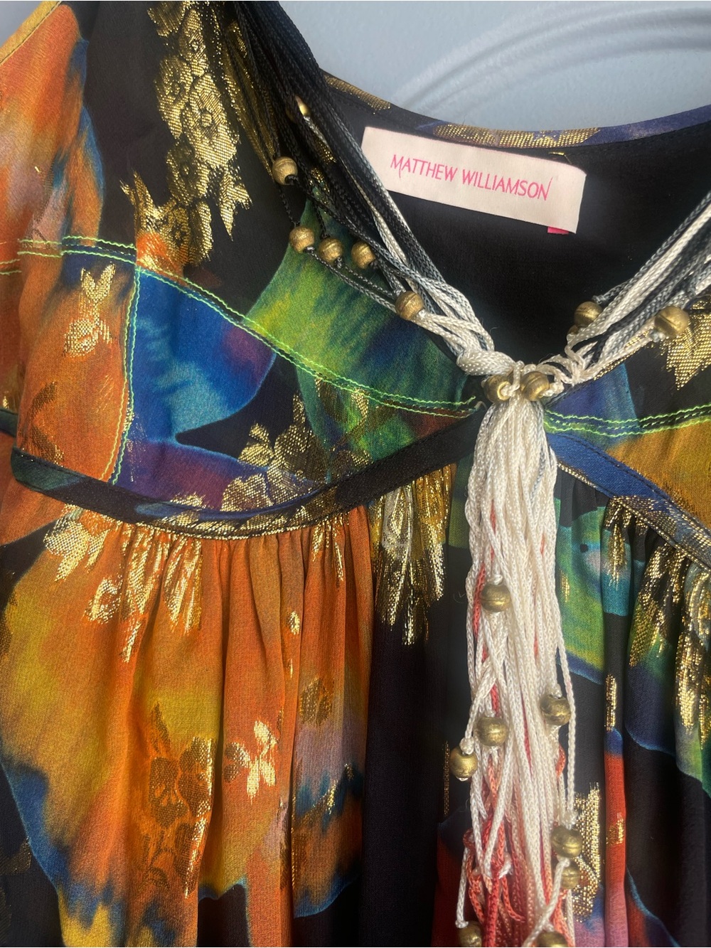 Matthew Williamson silk Maxi Dress in Black gold floral
